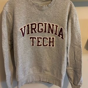 Grey Embroidered Virginia Tech Crewneck